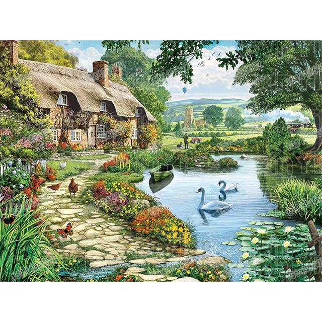 5D алмазная живопись «Дом», вышивка крестиком, квадратная/круглая Алмазная вышивка, садовые стразы, художественная ручная работа, наборы картин из бисера, домашний декор