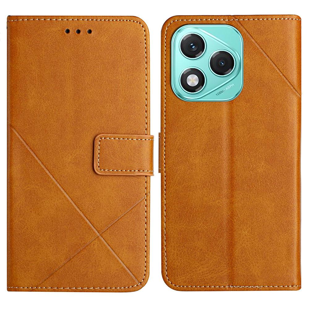 Чехол Line Pattern Wallet из кожи для Honor 400 Lite 5G с ремешком на запястье