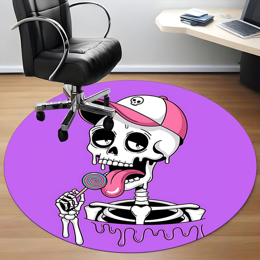 1pc Skelton Candy Office Round Area Rug, Under Office Chairs Bedroom Living Room Home Decor, Room Deco, Available in Various Sizes