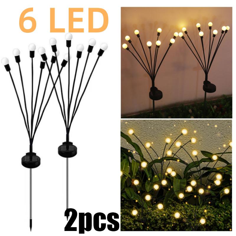 10/8/6 светодиодных солнечных фонарей, уличные светильники со светлячками, садовые украшения, водонепроницаемые фейерверки для сада, дома и газона, Новый год, Рождество
