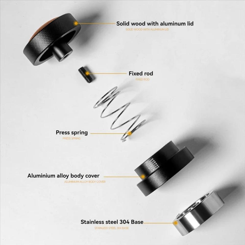 Adjustable Depth Self-leveling Coffee Tamper Wood Cap Espresso Machine Accessories  Barista