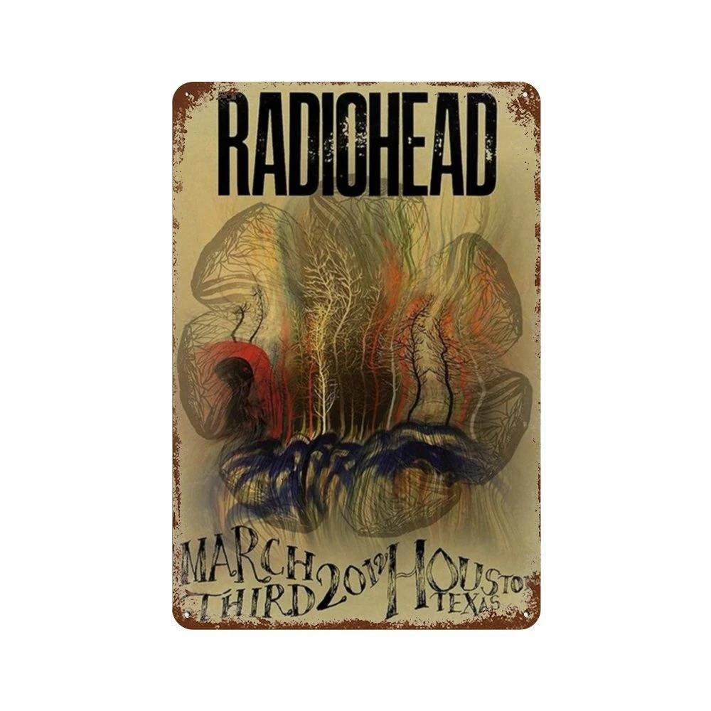 Рок-группа Radiohead Music Art Poster Ретро Металлическая жестяная вывеска Винтажная табличка для дома, комнаты, бара, клуба, мужской пещеры, кафе, декор настенные тарелки