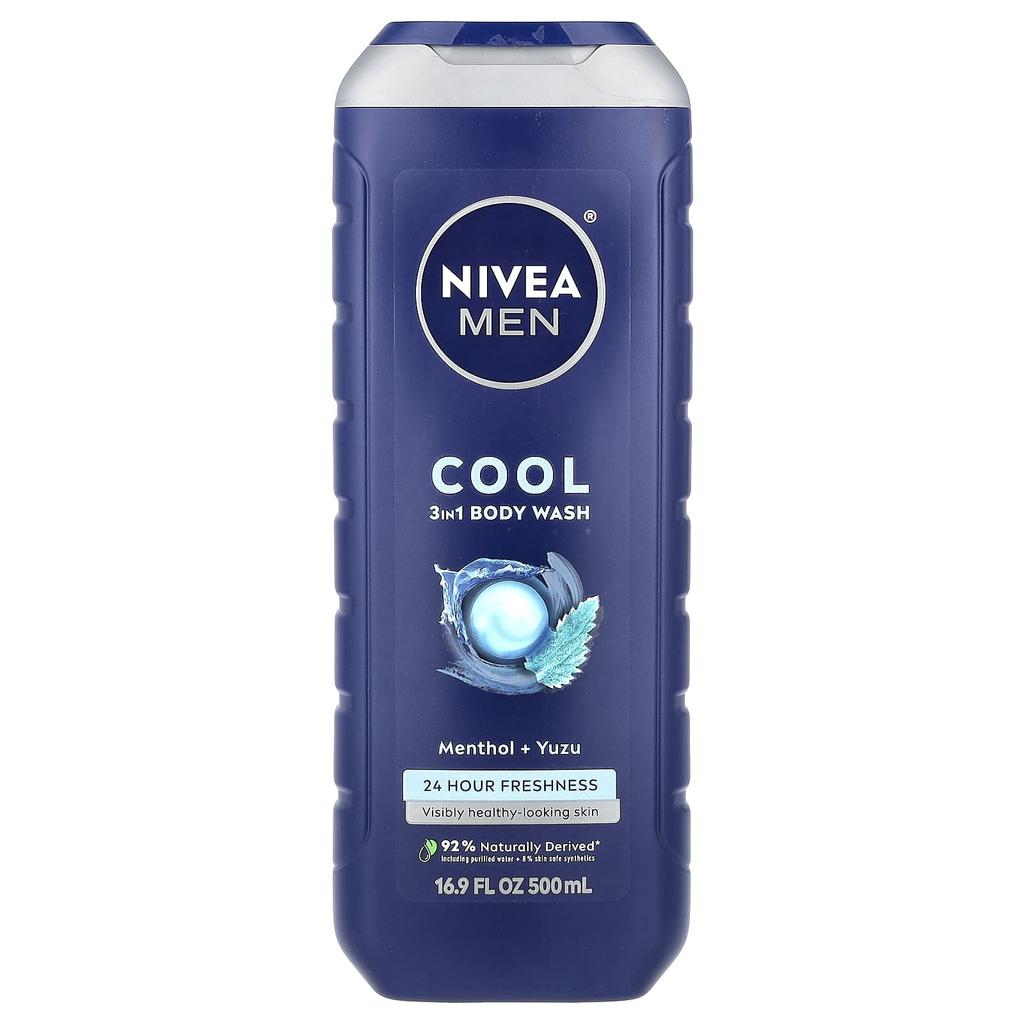 Men's Cool 3 In 1 Body Wash, Menthol & Yuzu, 500 Ml (16.9 Fl Oz)