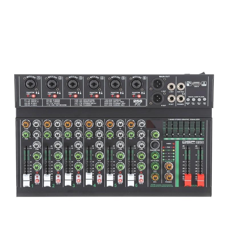 256DSP Outdoor USB Sound Card Home KTV Bluetooth 4/6 Channel Mixer Professional Mixer Audio System 16 Digital Reverberation