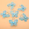 24pcs Sheer Mesh Wire Glitter Butterfly Wedding Party Clothing Decoration DIY Supplies Blue