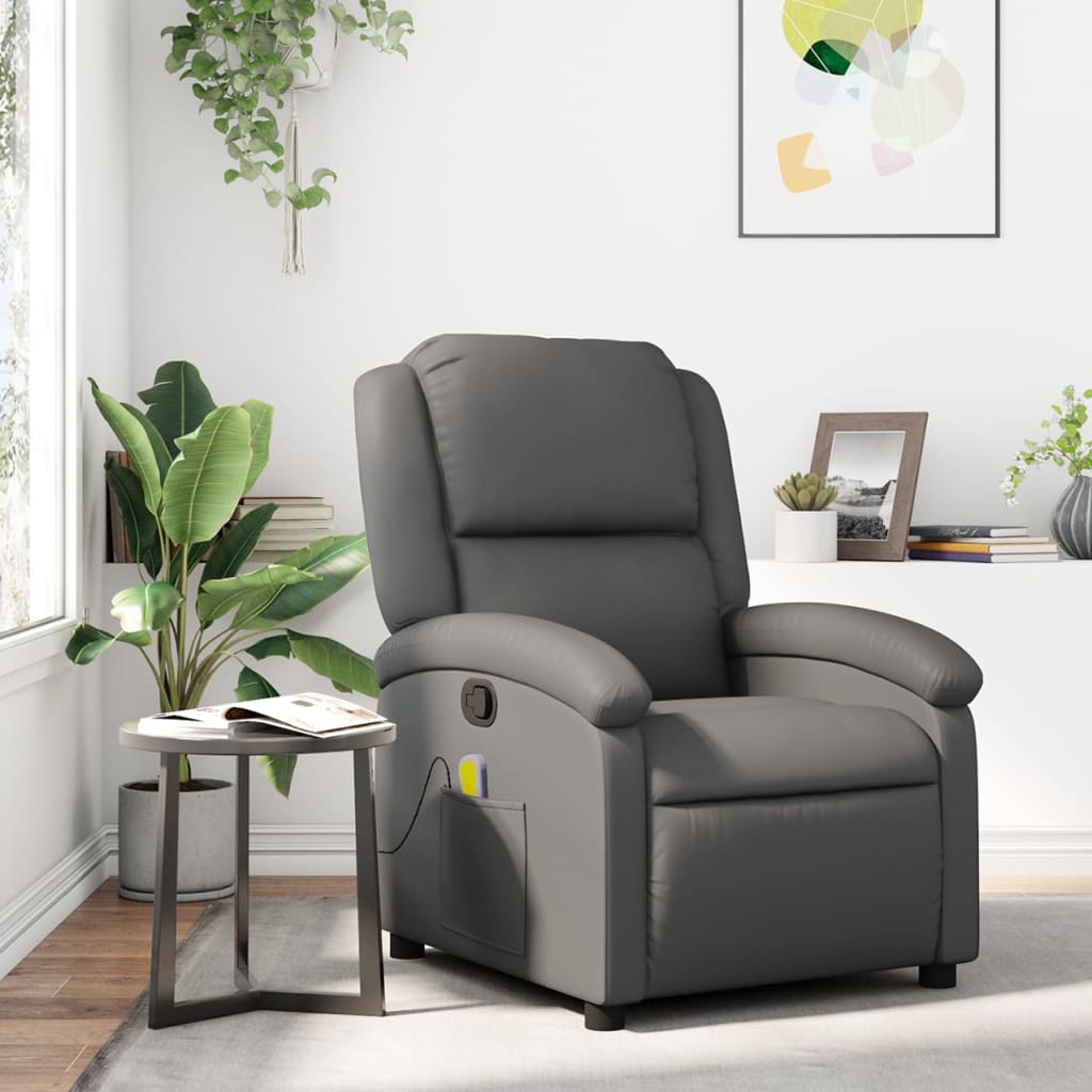 Massage Chair Relaxation Chair Grey Faux Leather