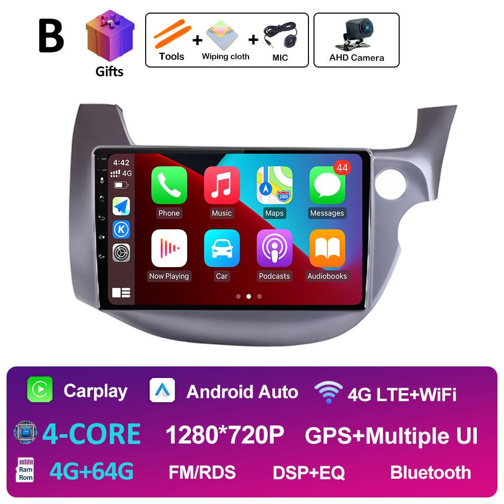 Android 14 DSP Стерео для HONDA FIT JAZZ 2007 2008 2009 2010 2011 - 2013 Правостороннее управление Беспроводной Carplay Охлаждающий вентилятор Головное устройство