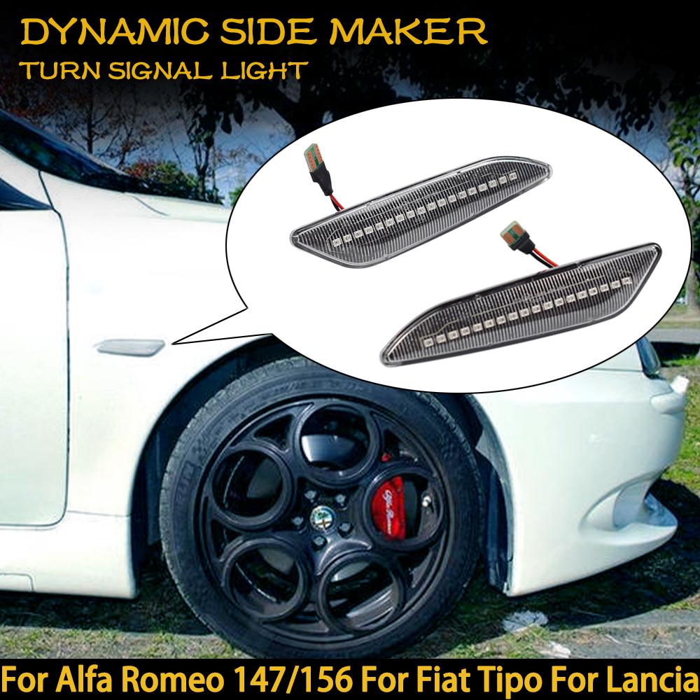 LED Dynamic Blinker Side Marker Turn Signal Lights Lamp Accessories For Alfa Romeo 147 156 Fiat Egea Tipo Lancia Delta Ypsilon 3
