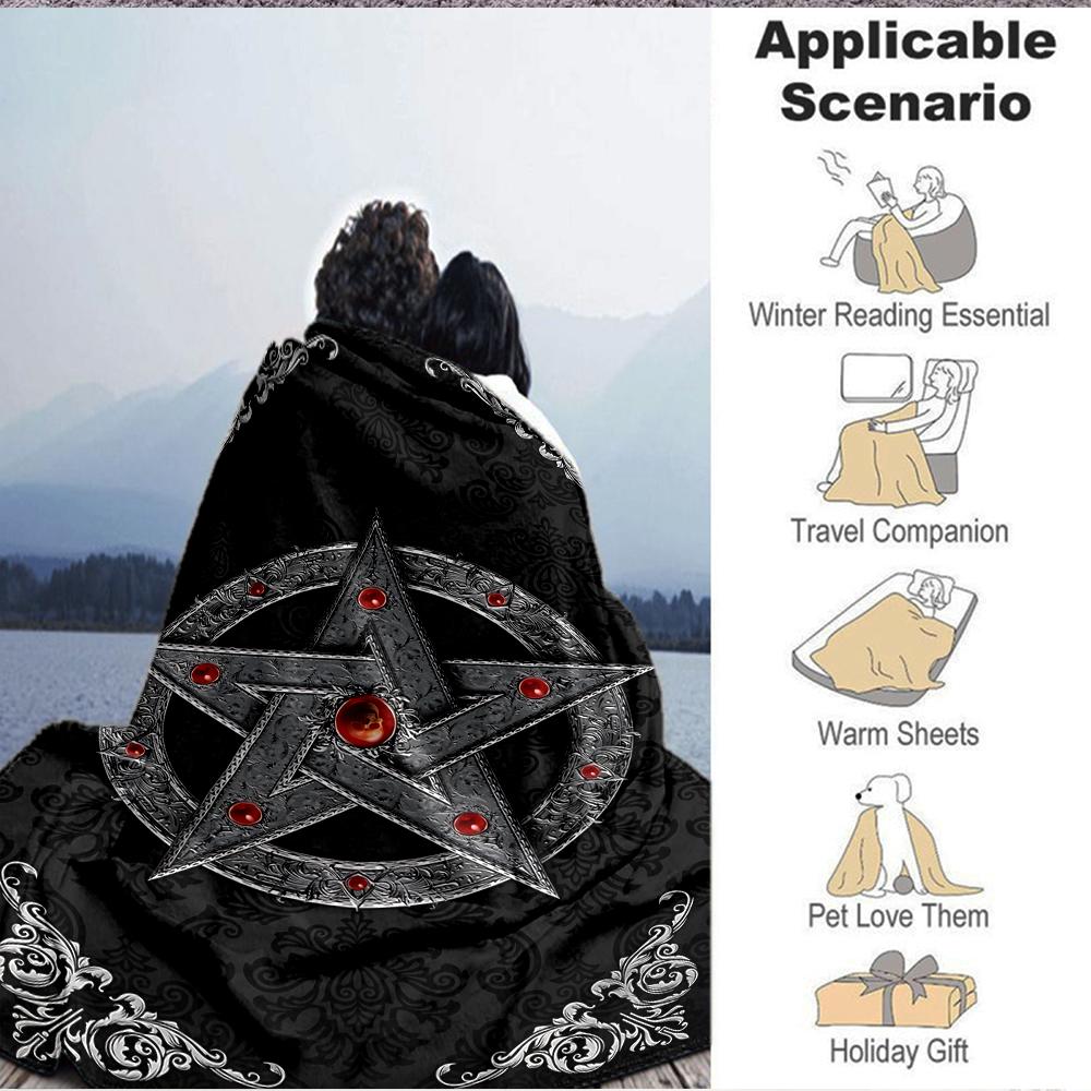 1Pc Gothic Star Flannel Blanket, Soft And Comfortable, Casual Warm, Camping Travel, Christmas, Halloween Xmas Gift. G1314