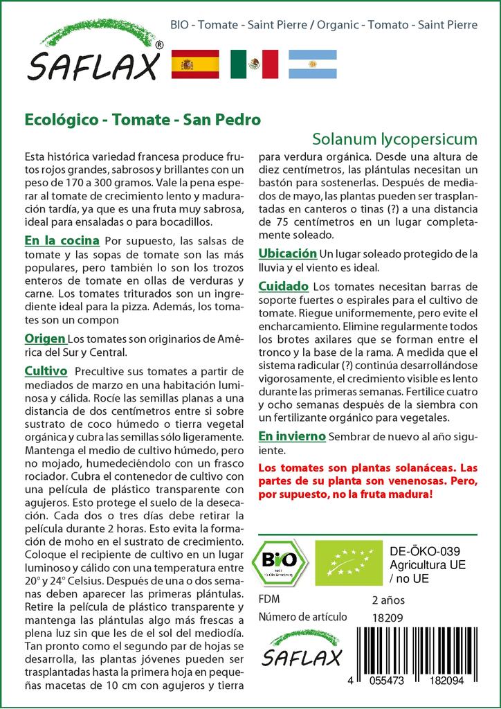 SAFLAX Garden in the Bag - Органический - Помидор - Saint Pierre - 15 семян - С субстратом в подходящем пакете-стойке - Solanum lycopersicum