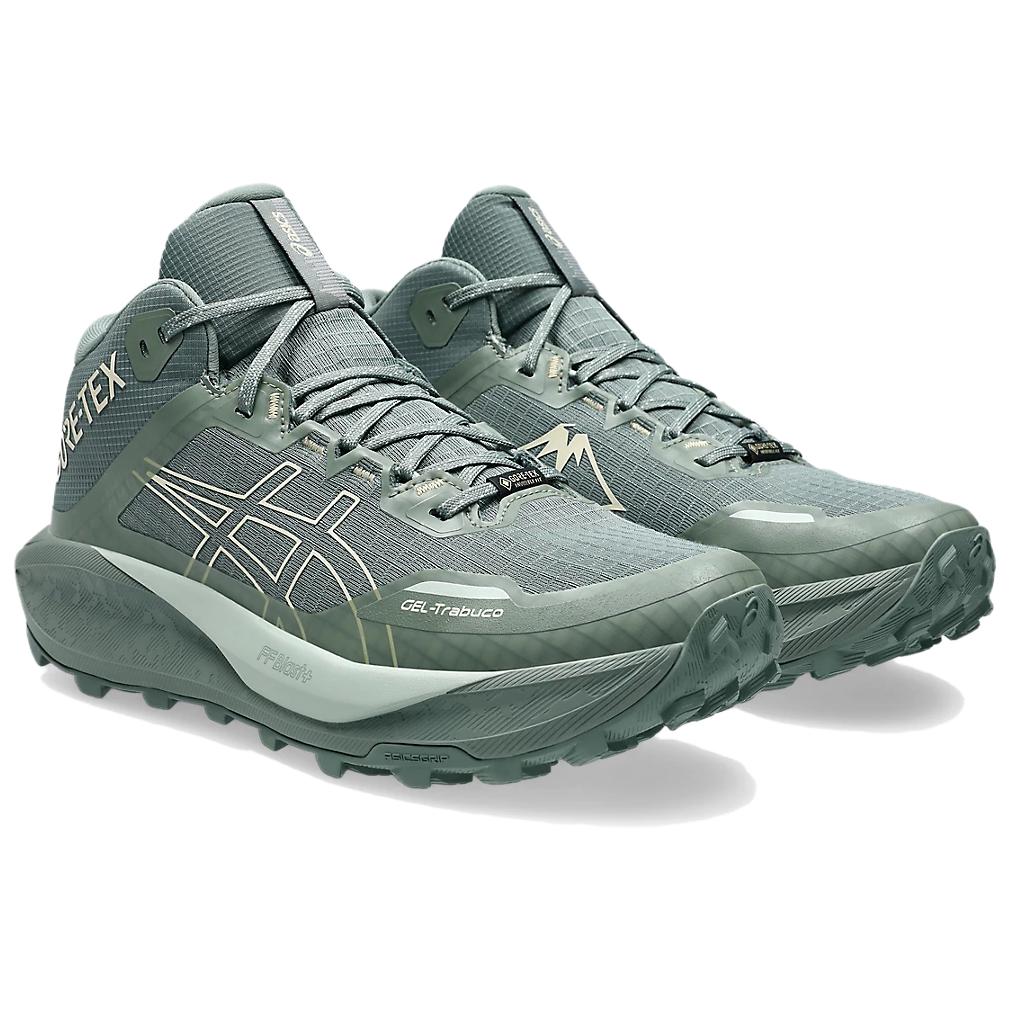 Asics GEL TRABUCO Wear Resistant And Waterproof Mid Top Trail Running Shoes Men's Gray Green Sneakers 1011C085-400