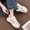 2024 Женская обувь Новые толстые подошвы сетчатые спортивные повседневные кроссовки сандалии белые плоские туфли на полой доске со шнуровкой на платформе теннис