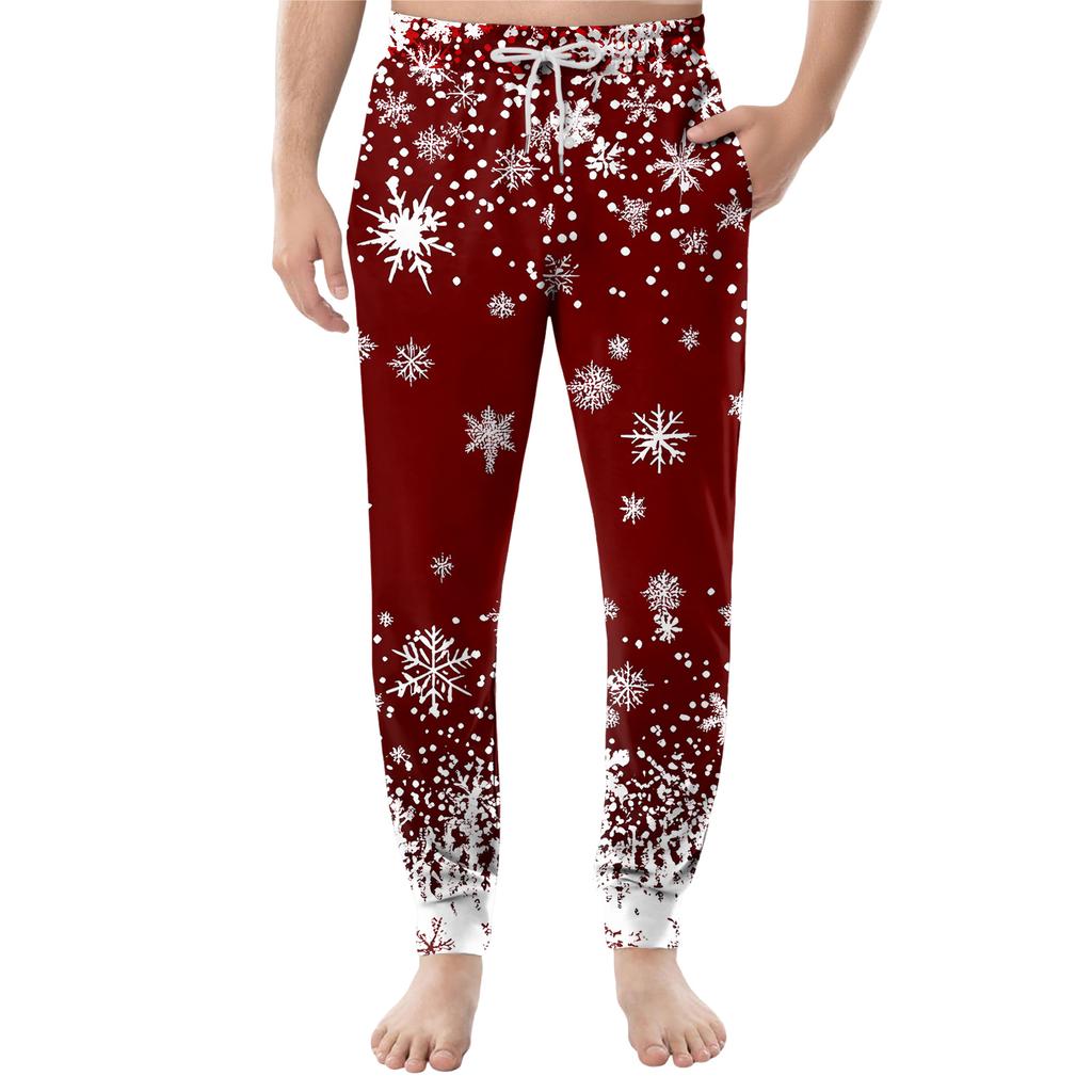 Мужские повседневные брюки с карманами на кулиске и манжетами, домашние брюки для сна