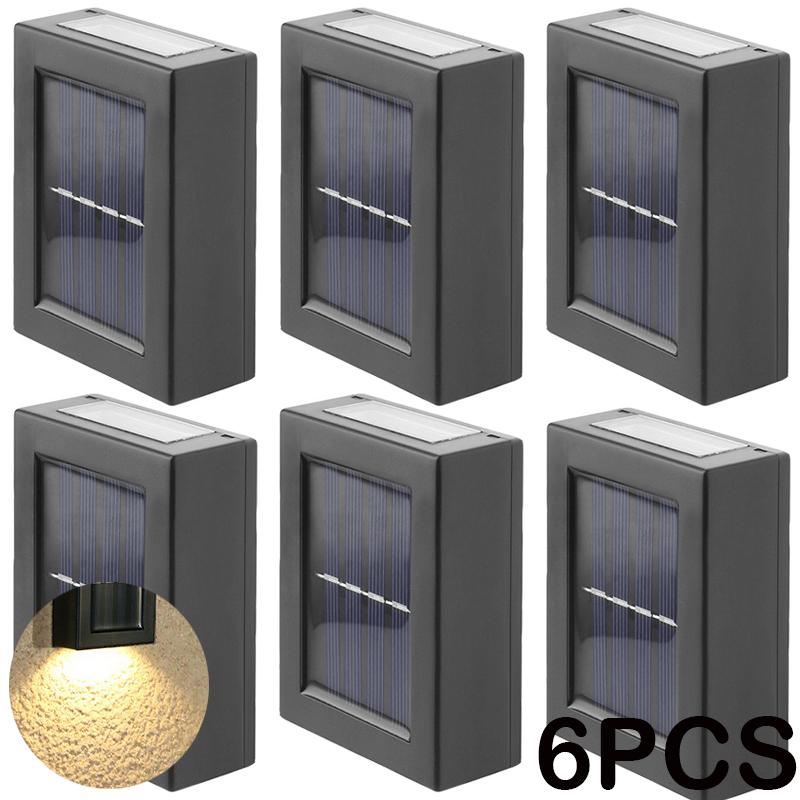 8 шт. светодиодный настенный светильник на солнечной батарее, наружное водонепроницаемое освещение вверх и вниз, украшение сада, солнечные фонари, лестница, забор, солнечный свет, лампа