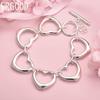 925 Sterling Silver Six Heart Bracelet Fashion Wedding Jewelry
