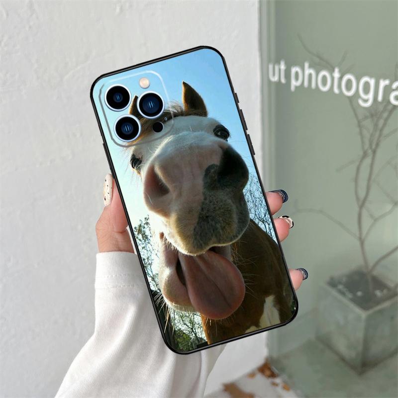 Смешной Человек-Лошадь Животное Силиконовый Мягкий Чехол Для iPhone 17 Air 11 14 15 16 Pro Max 13 12 Mini 16 Plus 16e Задняя Крышка