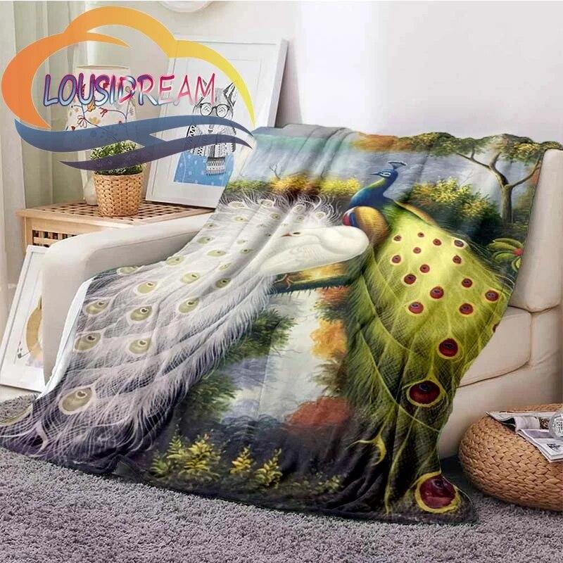 Animal Blanket Peacocks and Tigers Print All Season Lightweight Plush Cozy Super Soft Luxury Couch Sofa Bed