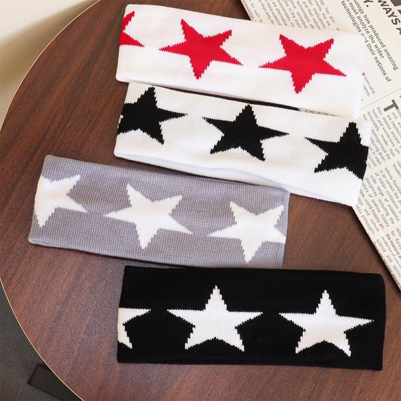 1pc Women's Headband with Star & Color-Blocking - Retro/ Horizontal Stripes & Star Motifs, Soft for Braids, Ponytails, Buns