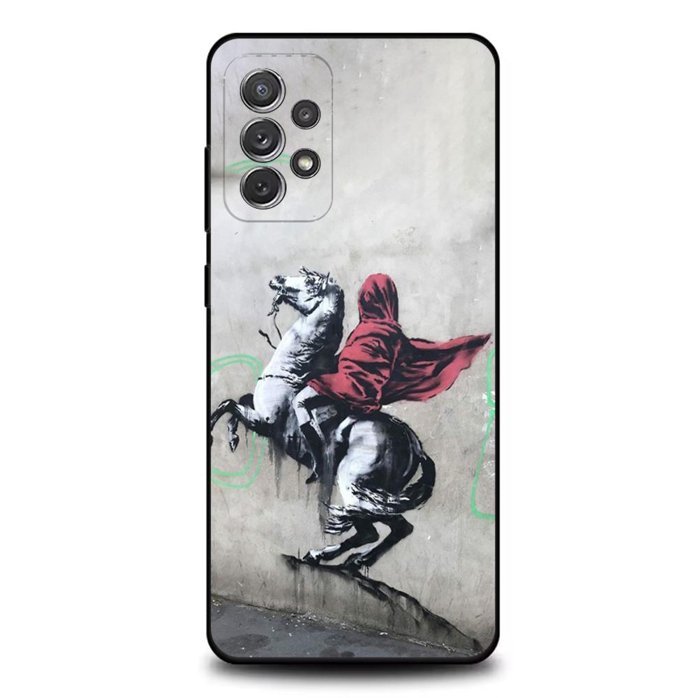 Чехол для телефона Street Art Banksy Graffiti для Samsung S25, S24, S21, S22, S23, S30, Ultra, S20, Plus, Fe, Lite, Note, 10, 9, 5G Черный