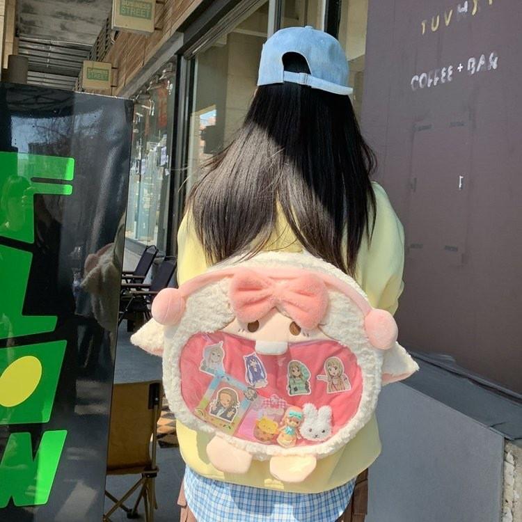 Cartoon Sheep Plush Backpack With Large Capacity For Daily Use And School