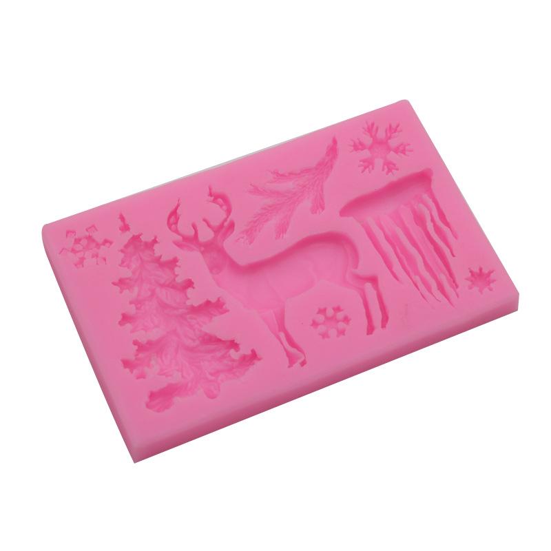 3D Snowflake & Reindeer Silicone Mold for Christmas Cake Decorating
