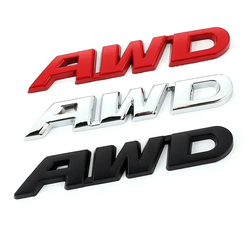 MPC4 3D Metal AWD Letters Rear Trunk Fender Emblem Badge Sticker Decals For Honda CRV HRV Highlander Car Styling Accessories