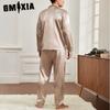 GMXIA Роскошный домашний костюм мужской с длинным рукавом и длинными брюками, атласный пижамный комплект из двух предметов
