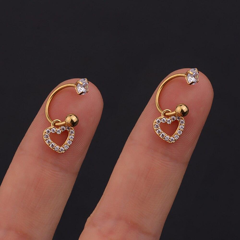 2 шт., серьги-гвоздики из нержавеющей стали со звездами и фианитами, женские серьги-гвоздики серебряного цвета, ювелирные изделия для пирсинга козелка хряща