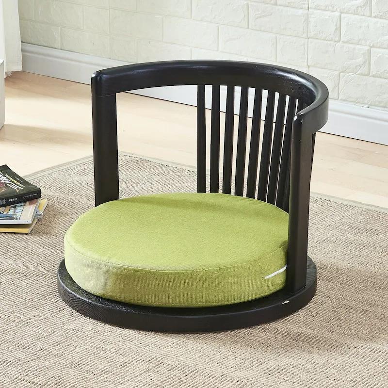 Японское кресло для медитации - с подлокотниками и поддержкой спины, традиционный азиатский напольный стиль татами, кресло из массива ясеня