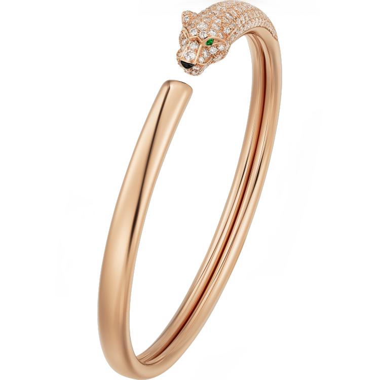 Kajia 925 Silver CNC Panther Bracelet – Smooth Half-Diamond & Full-Diamond Fashion Cheetah Double-Headed Leopard Bangle