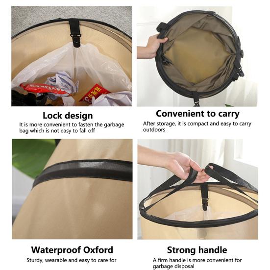 Waste Bucket Large Capacity Easy To Carry Stackable Foldable Plastic Leaf Bag with Handle for Lawn