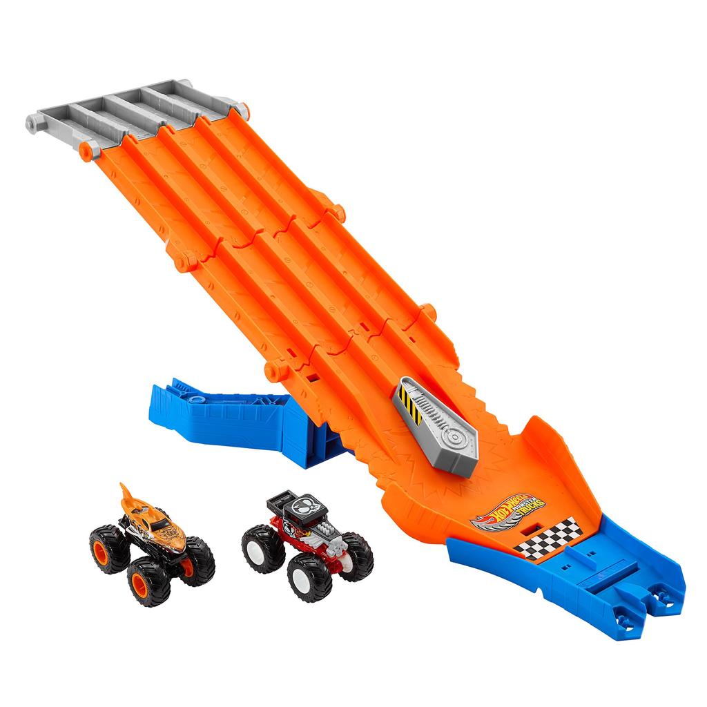 Hot Wheels Monster Truck Survival Playset with 2 Mini Cars Ages Orange JFR07 Race! - 4+ -