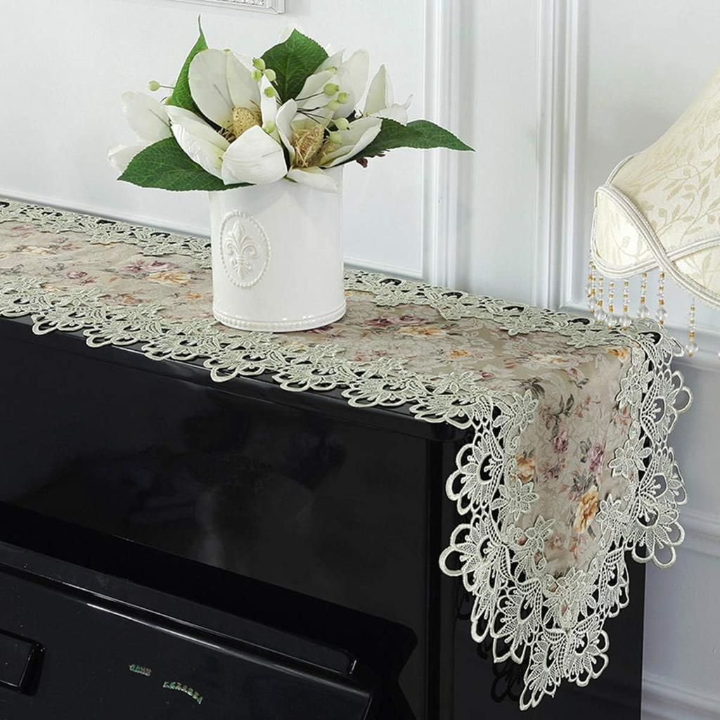 Piano Cover Cloth Lace Fabric Decorative Dust-proof Cloth for Upright Vertical Piano Top Cover