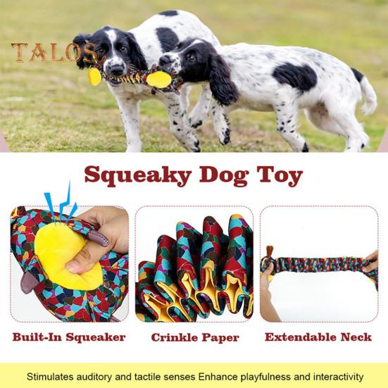Squeaky Dog Chew Toy with Crinkle Paper Plush Giraffe/Snake Shape Tug of War Toy Interactive Stuffed Animal Pull Toy for Small Medium Large Dogs