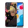 Милый черный кот в стиле аниме Чехол для телефона Xiaomi Redmi Note 14 13 14S 12S 12 11S 11T 11E Pro Plus 10S 10 9S 9 Арт Индивидуальный Coq