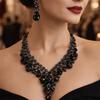 Rhinestone Crystal Necklace Earrings Shining Bridal Jewelry Set  Ball Banquet