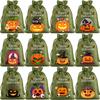 12pcs/sets Linen Halloween Gift Drawstrings Bag Black Orange Children's Candy Bag Pumpkin Burlap Bundle Drawstring Candy Bags