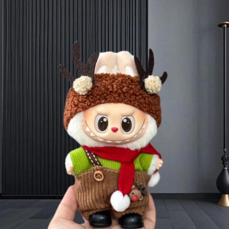 Горячий подходит для одежды labubu baby 17 см, холщовая одежда, кукла-сюрприз, набор для переодевания, рождественский и новогодний набор