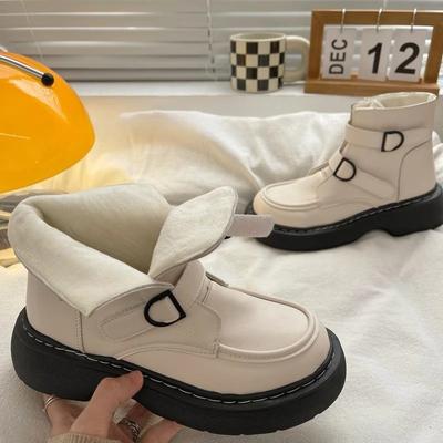 Меховые ботильоны Массивные Женские Короткие Туфли Круглый Носок Женские Ботильоны на Платформе New Rock Pu Готика Распродажа Мода 2024 Дизайнерская Роскошь