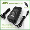 48V Li-ion Charger Output 54.6V3A  For Electric Bike Lithium Battery Pack With RCA Plug Connector