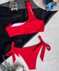 Women's Swimsuit Solid Color One Shoulder Lace Sexy Bikini Side Tie Thong Brazilian Beachwear Bathing Suits