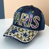 Handmade Diamond-encrusted Baseball Cap Women's Dot Diamond Cowboy Hat Letter PARIS High Quality Sequin Cap