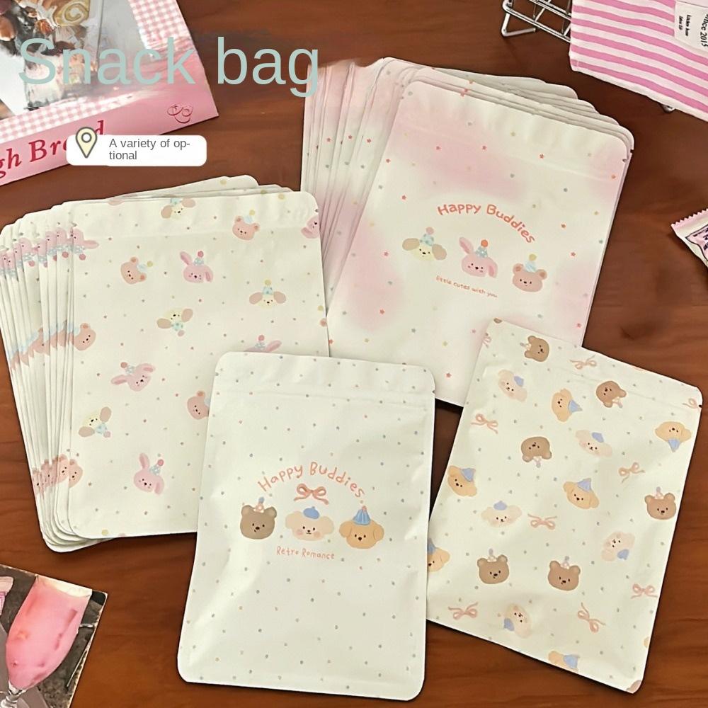 20/50Pcs Self Adhesive OPP Gift Pouch Cute Bear Kpop Card Bag New Biscuits Candy Bags Bread Toast