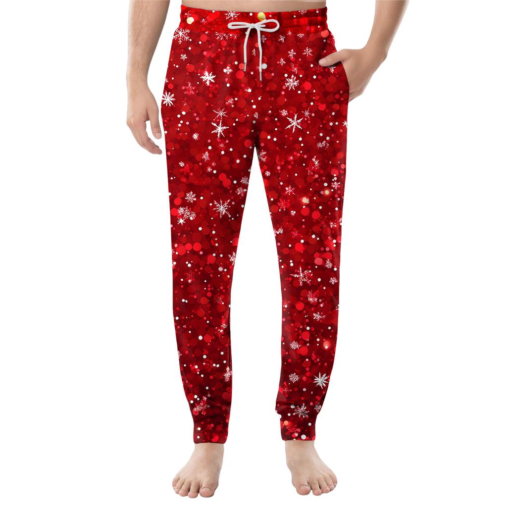 Мужские повседневные брюки с карманами на кулиске и манжетами, домашние брюки для сна