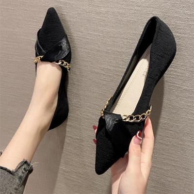 Остроносые туфли-лодочки женские на мягкой подошве 2025 новая весна и лето универсальная обувь Xiaoxiangfeng с мелким вырезом черные туфли Doudou