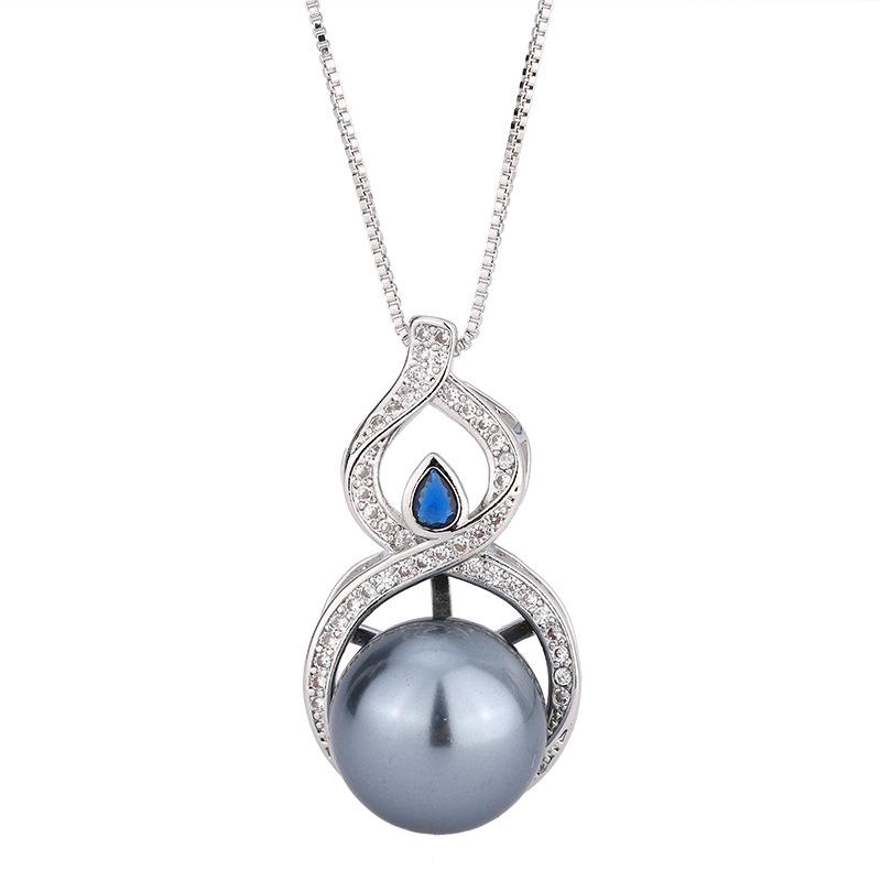 Ювелирные изделия Медное основание Позолоченная Инкрустация Имитация Корунда Версия Креативное Ожерелье с подвеской в виде тыквы и жемчуга 14 мм