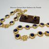 Fanjia Copper-Plated Gold Sapphire Cuban Chain Earrings and Bracelet Set