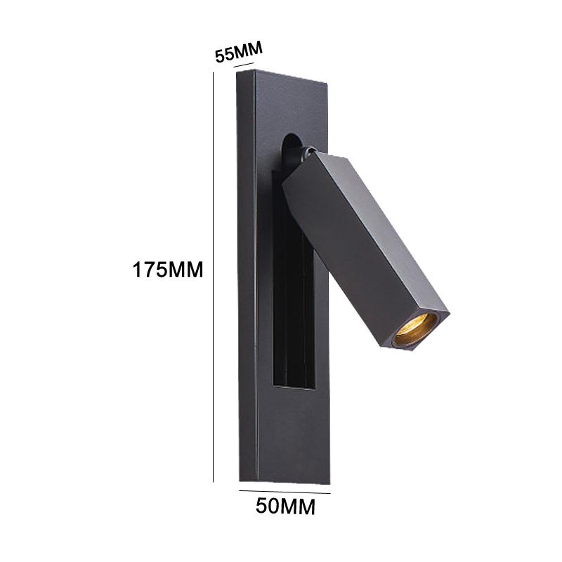Светодиодный прямоугольный светильник для чтения с регулируемым углом наклона, встроенный в прикроватную лампу
