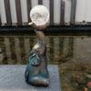 Elephant Statues with Glass Ball Garden Sculpture with LED Light Crafted Elephant Lamp Outdoor Statue Unique Housewarming Gifts
