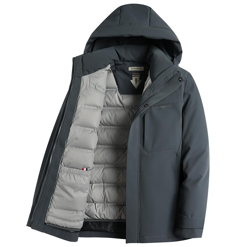 Новый зимний мужской пуховик на гусином пуху со съемной подкладкой, простая повседневная зимняя теплая куртка